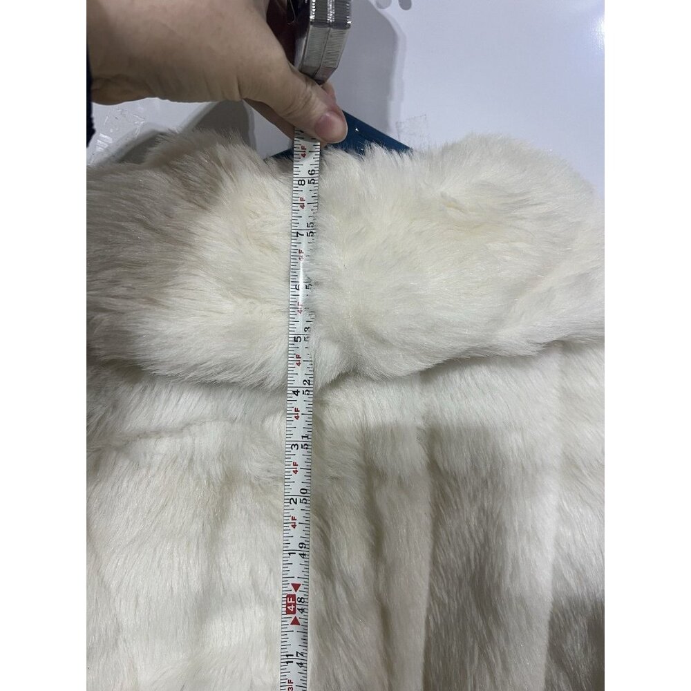 Vintage Christian LaCroix Full Length Faux Fur Cream Jacket Mob Wife 2XL - Picture 6 of 10